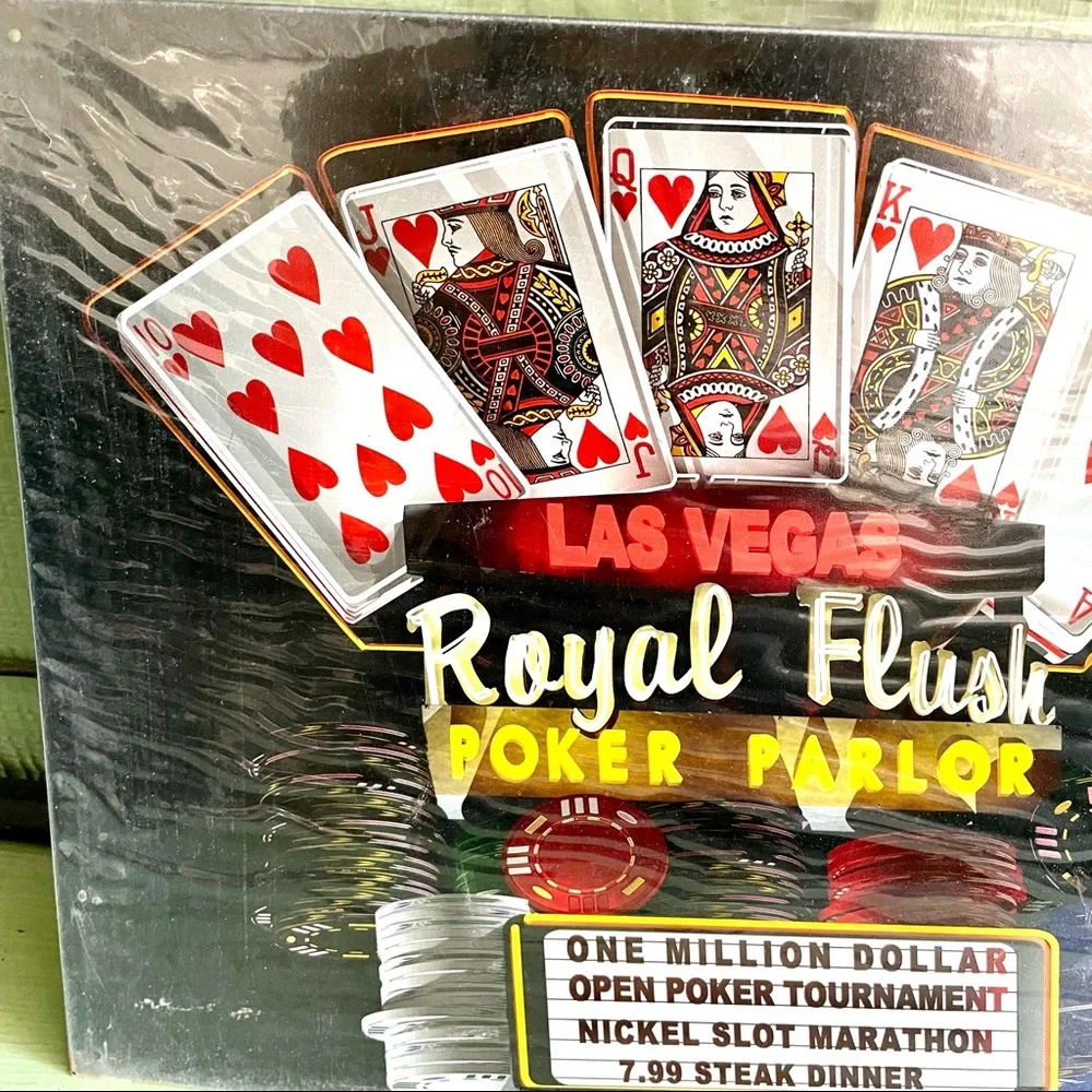 NEW Las Vegas Royal Flush Poker Parlor Metal Sign